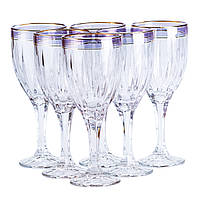 Набор бокалов для шампанского 6 шт фужеры бокалы с золотой каймой