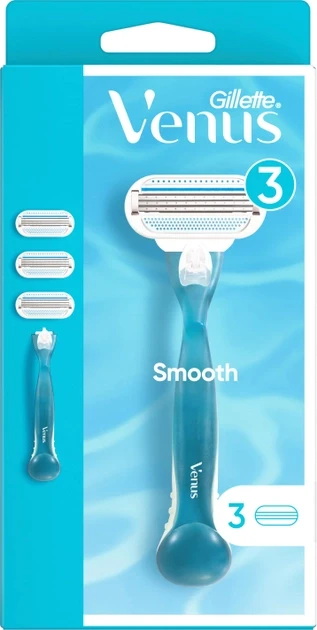 Станок для гоління жіночий Gillette Venus Smooth, на 3 леза (3касети)