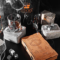 Камни для виски 16 камней (Сертификат), деревянная упаковка + щипцы + 2 подставки