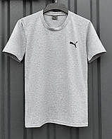 Сіра футболка Puma спортивна чоловіча якісна, Літня футболка Пума сірого кольору класична