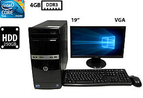 Комплект | Комп'ютер HP 500B MT/Intel Core 2 Duo E7500 2.93GHz/4GB DDR3/HDD 250GB/Intel G41 | Монітор Acer 19” V193HQV/1366x768