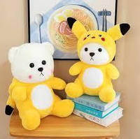 Мягкая игрушка мишка Тедди в костюме Пикачу с капюшоном игрушка антистресс для детей и взрослых 80см
