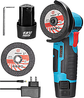 Болгарка Акумуляторна Портативна, Міні Кутова Шліфувальна Машина 19500 об./хв + 1 батарея і 2 диски 75 мм