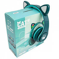 Беспроводные наушники Bluetooth с кошачьими ушками LED YW-018 Зеленые 18133 PS