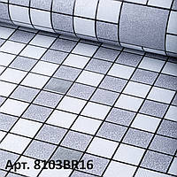 Шпалери під дрібну плитку мозаїка сіра для кухні ванної вінілові на паперовій основі вологостійкі (53см х 10м)