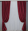 Комплект (2шт. 1х2,7м.) готових жакардових штор, колекція "Савана". Колір бордовий. Код 612ш 31-159, фото 2