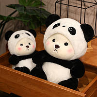 Мягкая игрушка мишка в костюме панды 50см в капюшоне детская игрушка обнимашка для детей
