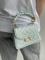 Женская сумка с ручкой кросс-боди через плечо на цепочке голубая зеленая мятная бирюзовая