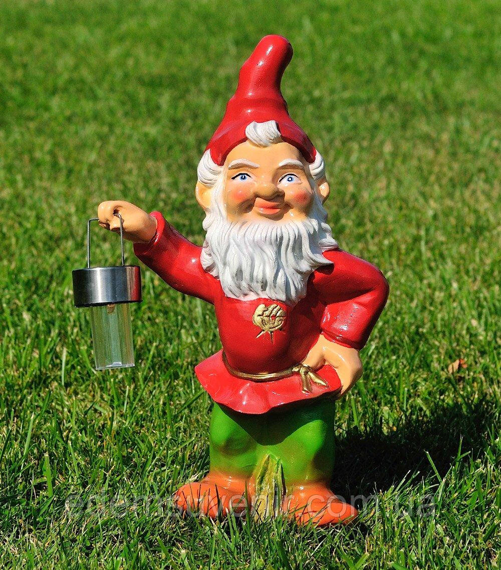 Садова фігура Гном з ліхтарем малий