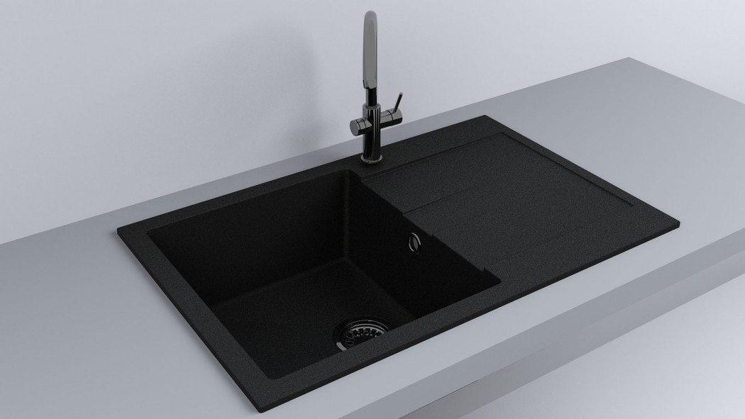 Кухонна мийка Fancy Marble Connecticut чорний, фото 1