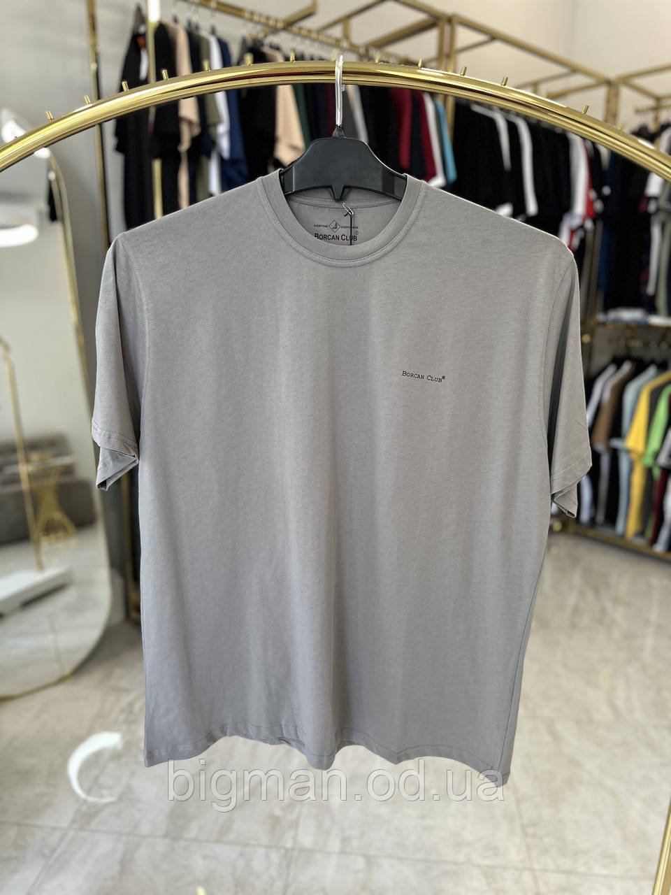 Чоловіча футболка Borcan Club 1006-5 батал 3-10XL сіра однотонна