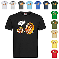 Черная мужская/унисекс футболка С пончиками на подарок (30-1-8)