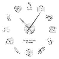 Настенные часы 3D Большие "Revive" - 3Д часы наклейка с зеркальным эффектом, 60-130 см, для больницы