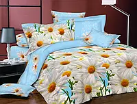 Односпальный комплект постельного белья с цветами ромашки 150*220 из Бязи Gold Черешенка™