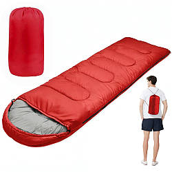 Спальний мішок від 0 до +15, 210х75 см, з капюшоном,Червоний / Спальник з капюшоном / Демісезонний спальник