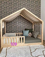 Дерев'яне односпальне дитяче ліжко-будиночок "АЗИЯ"