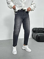 Стильні потерті чорні чоловічі звужені джинси слім фіт, укорочені джинси в обтяжку для хлопців на літо