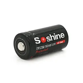 Акумулятор 16340/CR123 Li-Ion Soshine 16340P-3.0-700 Protected, 700mAh, 3.0V, Колір: Black