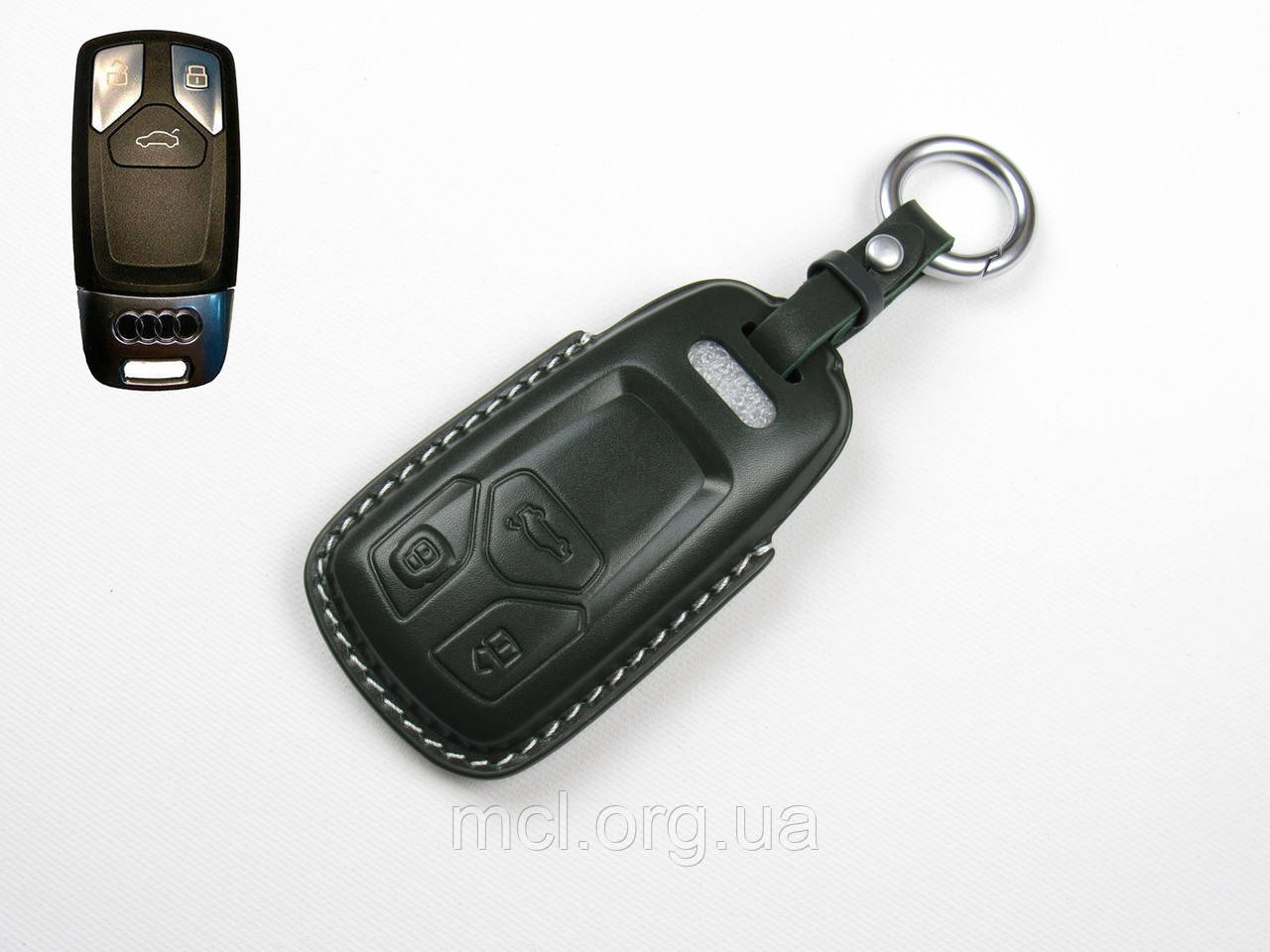 Шкіряний чохол для ключа AUDI A2, A3, A4, A4, A6, A7, A8, Q3, Q5, Q7, Q8, S3, S4, S5, S6, S7, S8 (зелений), фото 1