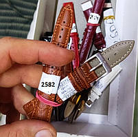 Шкіряний ремінець для наручних годинників Nagata 18 мм Spain — світло-коричневий зі сріблястою пряжкою