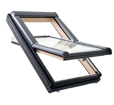 Вікно мансардне 74/140 см, двокамерне дерев'яне з WD блоком (Roto Designo R49)., фото 1