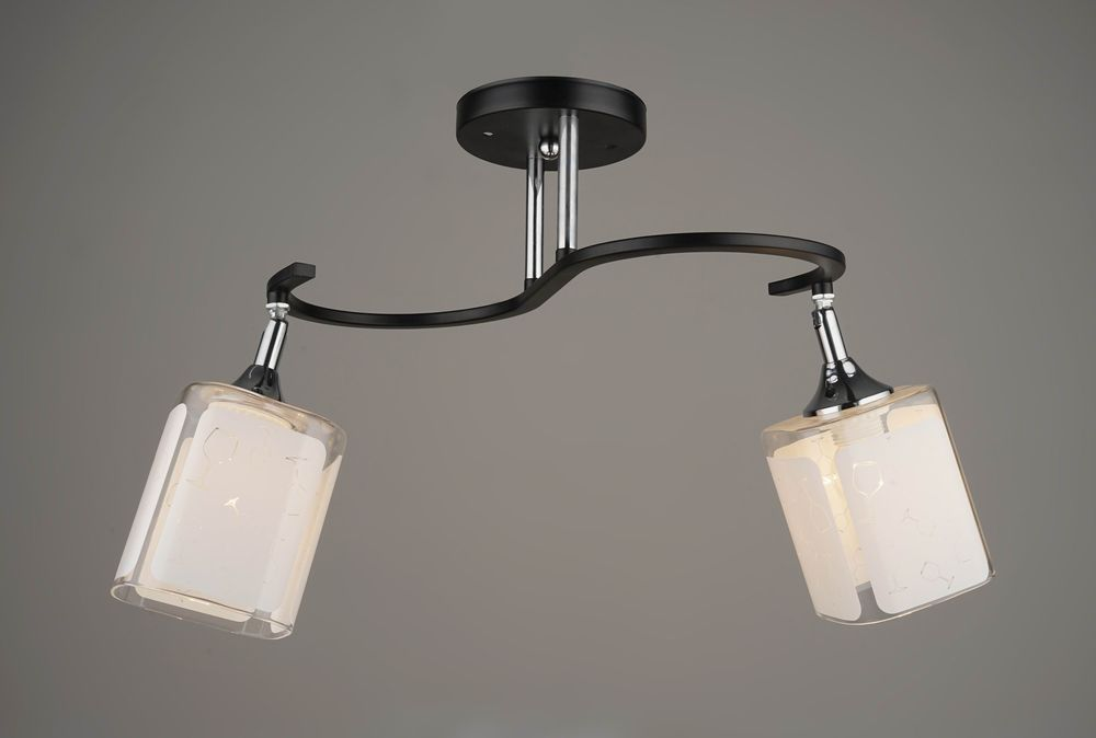 Чорна стельова люстра на два плафони L520*W210*H260