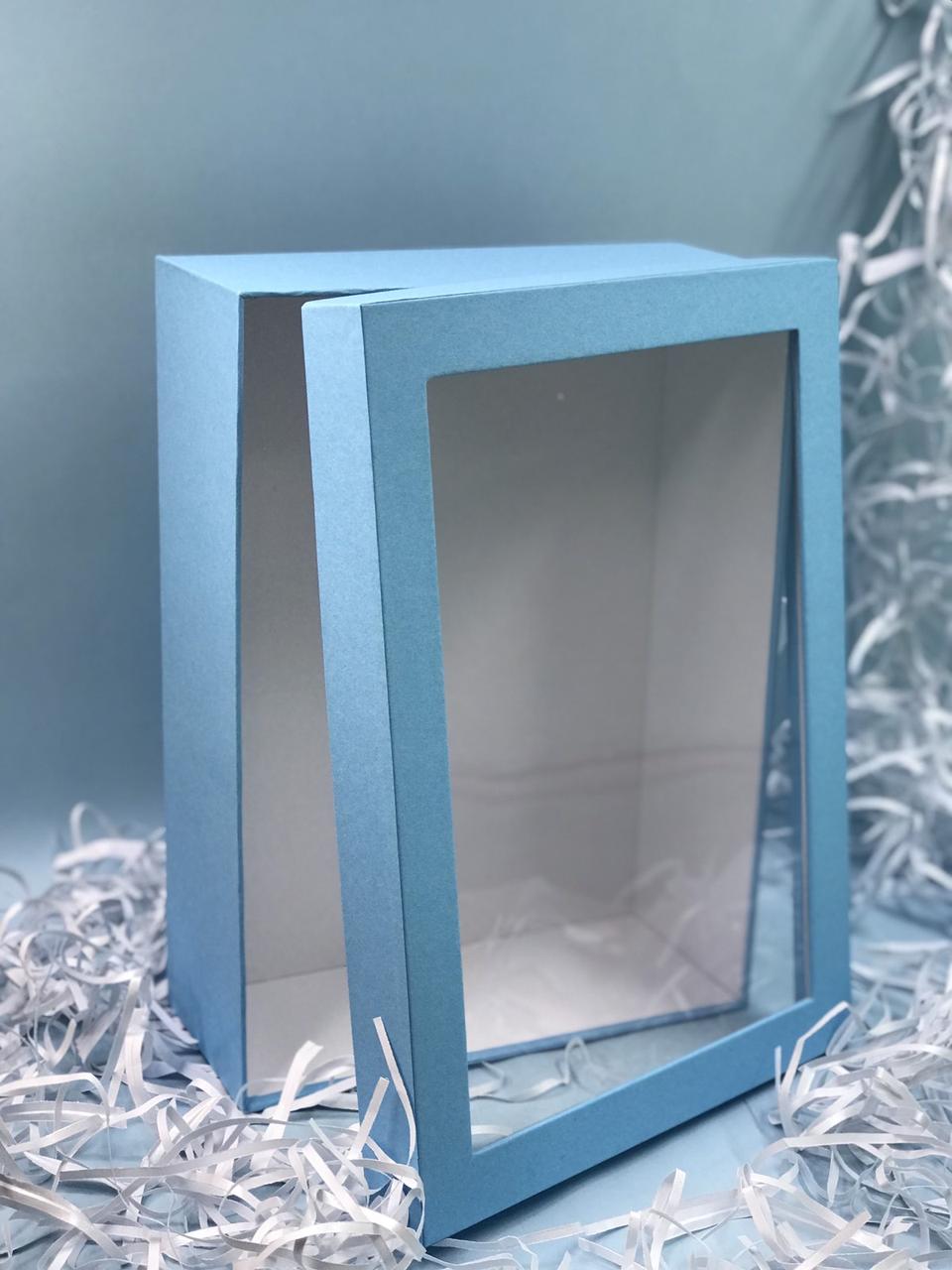 Коробка прямокутна з віконцем (голубий), фото 1