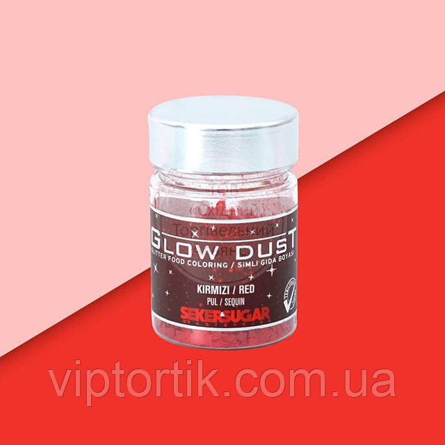 Глітер у пластівцях Seker&Sugar "GLOW DUST" (декор + барвник) — Червоний — 7 г, фото 1