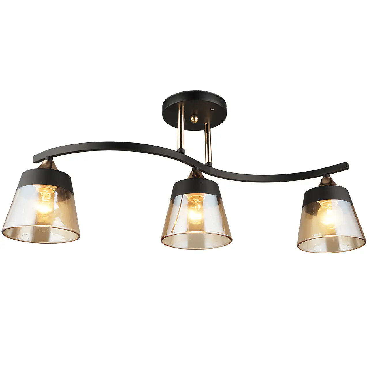 Люстра потолочная на три плафона черная L620*W120*H255