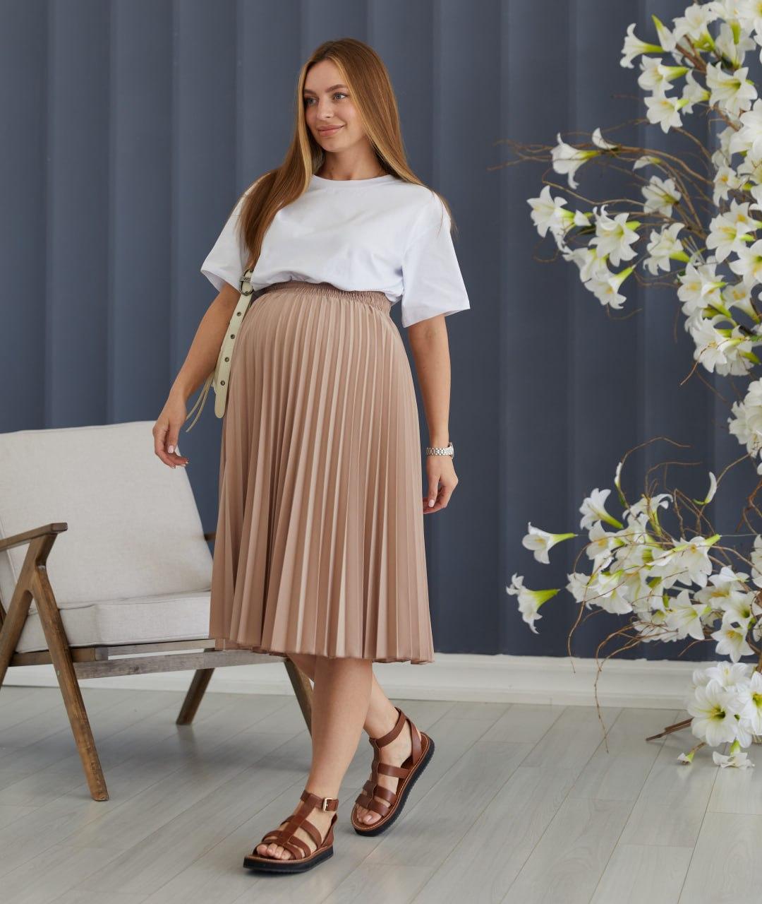Літня спідниця для вагітних Vilnius розмір S/M Lullababe Бежевий