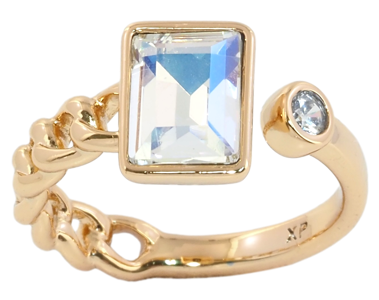 Каблучка Xuping Позолота 18K з кр-ми Swarovski "Візерунок ланцюжок з кристалом Shimmer" р. 16-17