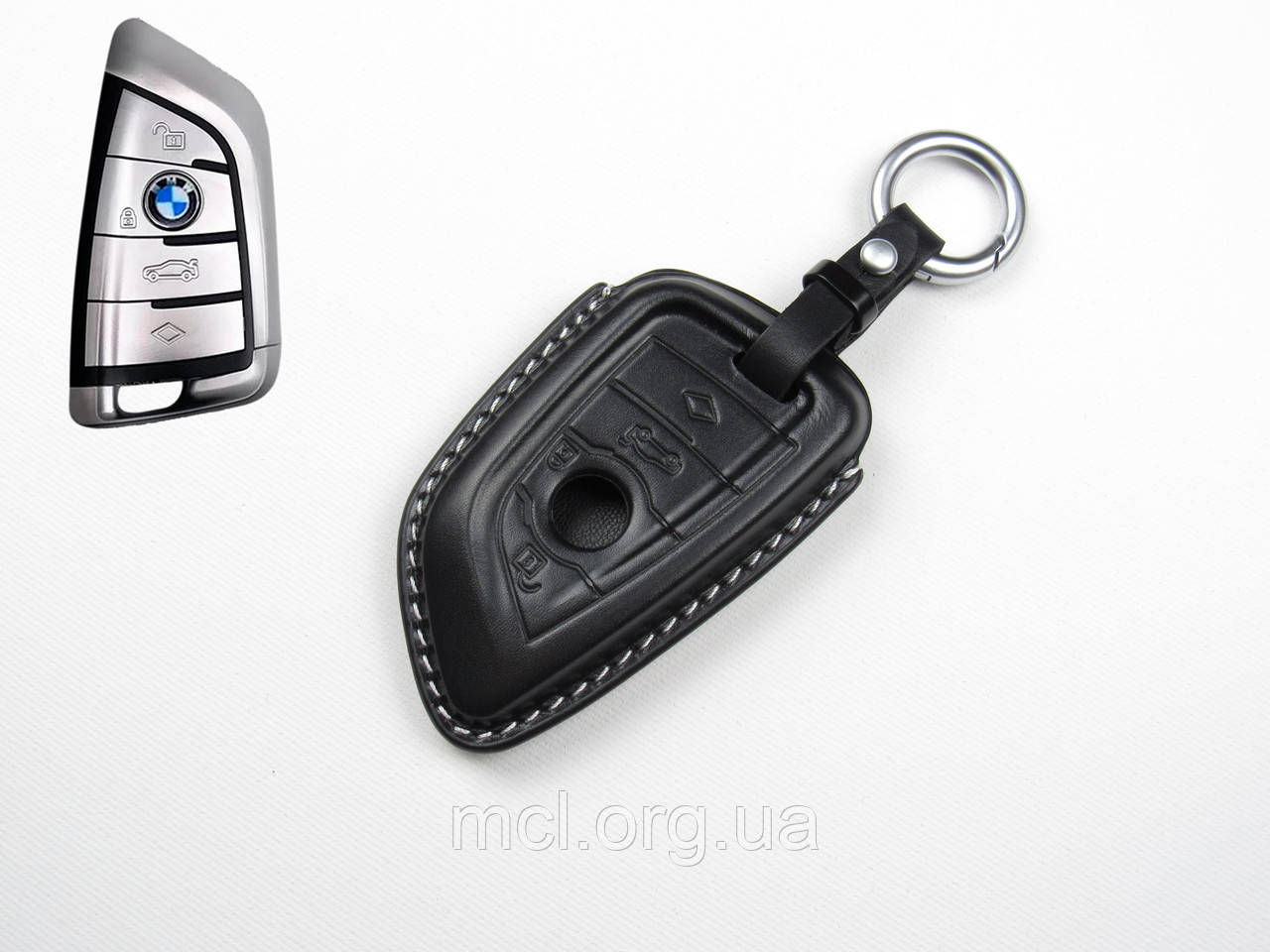 Шкіряний чохол для ключа BMW X3, X5,X6, X7, 3-series, 5-series, 7-series, X5M, X6M, X7M, M5, M8 (чорний), фото 1