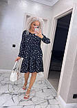 Коктейльна сукня жіноча бебі долл в горошок біле горошок легка сукня з довгим рукавом вільна сукня до коліна, фото 7