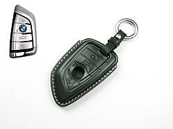 Шкіряний чохол для ключа BMW X3, X5, X6, X7, 3-series, 5-series, 7-series, X5M, X6M, X7M, M5, M8 (зелений)