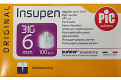 Голки Insupen 6 мм 31G-0.25 мм для інсулінових шприц-ручок, 100 шт