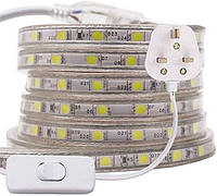 XUNATA 1 м 5050 светодиодная лента теплый белый с выключателем (кабель 80 см), SMD 60 светодиодов, вилка EUR