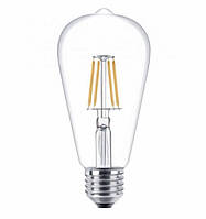 LED лампа филамент, 4W, тип ST58, цоколь E27, 6 штук