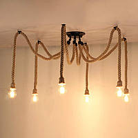 Люстра паук веревка [ Spider Rope ] 6 цоколей для ламп, потолочная люстра с 6 веревками