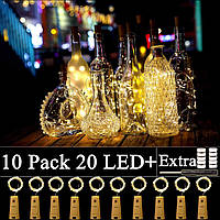10 упаковок с батарейным питанием Cork Lights-20 светодиодных медных винных