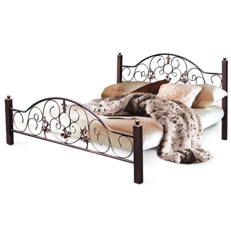 Ліжко металеве з буковими ламелями Жозефіна Метал-Дизайн Чорна мідь, фото 1