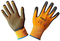 Перчатки рабочие NEO, нитриловое покрытие, нитриловые точки, нейлон, р.10, оранжевый