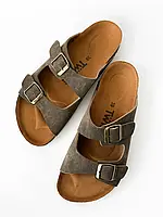Сандали замшевые, темно-коричневые Ортопедические сандали с застежками TWINS Женские сандали Женские шлепки