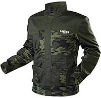 Куртка рабочая NEO CAMO, размер XXL (56), 255 г/м2, высокий воротник, регулировка манжет, комбинированные