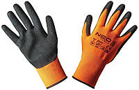 Перчатки рабочие NEO, нитриловое покрытие, полиэстер, р.9, оранжевый