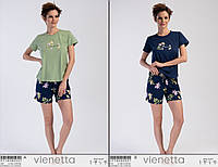 Пижама женская трикотаж комплект шорты футболка 42-50 хлопок трикотаж Vienetta (Турция)