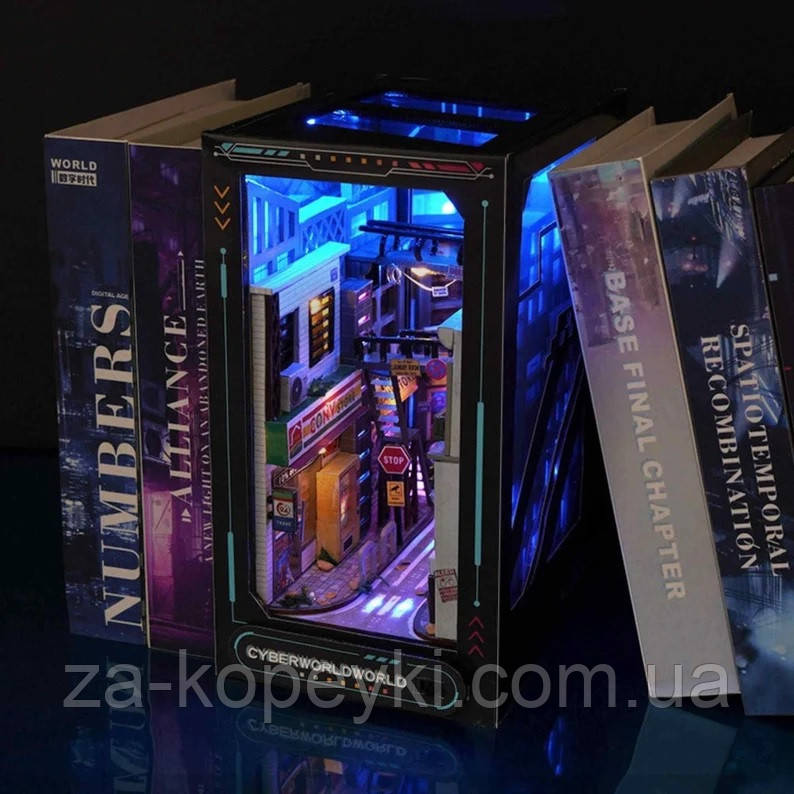 УЦІНКА! ПРИМ'ЯТА КОРОБКА!Бук Нук Cyberpunk Cyberworld Booknook (конструктор, нічник) TC36