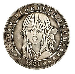 Сувенір монета долар США Банк 1921г "Квітка в дівчини у волоссі". Hobo Coin American Morgan