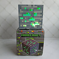 Ночник Майнкрафт USB Куб блок LED My World Minecraft 7,5 см аккумуляторный ЗЕЛЕНЫЙ