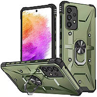 Противоударный чехол Pathfinder Ring для Samsung Galaxy A13 4G | Бронированный с кольцом Зеленый / Army Green