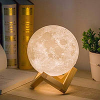 3D-лунная лампа Methun с деревянным основанием
